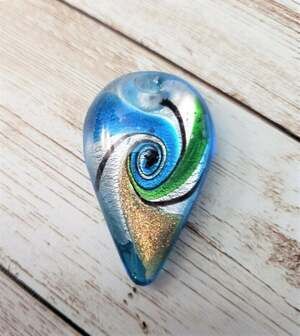 Upside-Down Teardrop Shape Glass Pendant Blue - No Chain Included